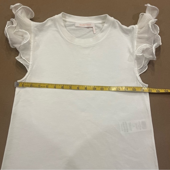 See by Chloe White Ruffle Sleeve Tee Size Small - Picture 8 of 9